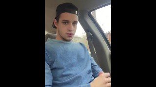 Hot guy cumming in his car