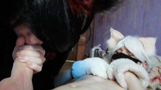 Минет моему милому неко фембою с камшотом